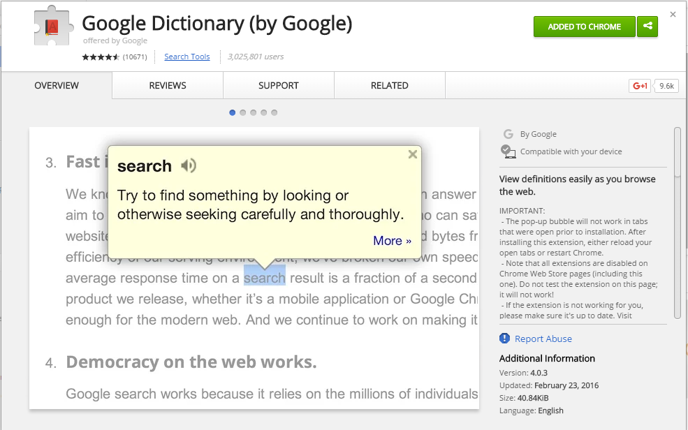 Dictionnaire Google