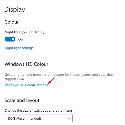 Paramètres de couleur Windows HD