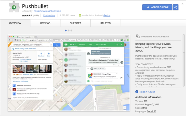 pushbullet extension chrome