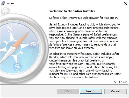Safari sur Windows 10