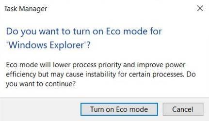 Cliquez simplement sur l'option Activer le mode Eco pour continuer.