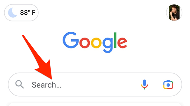 Appuyez sur le champ de recherche dans l'application Google.