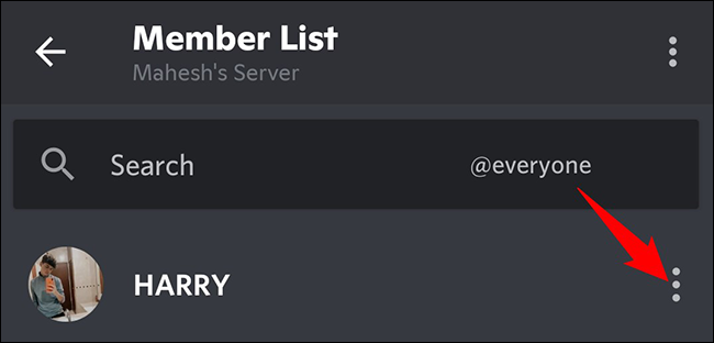 Appuyez sur les trois points à côté d'un membre.