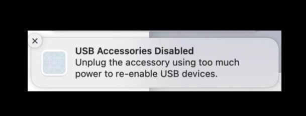 "Accessoires USB désactivés" sur Mac