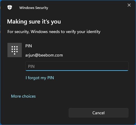 entrez le code PIN ou le mot de passe du compte Microsoft