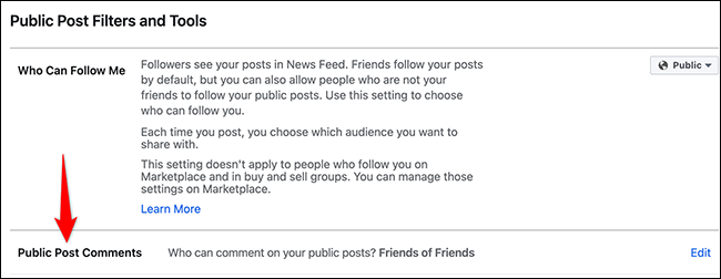 Cliquez sur "Public Post Comments" sur la page "Public Post Filters and Tools" sur Facebook.