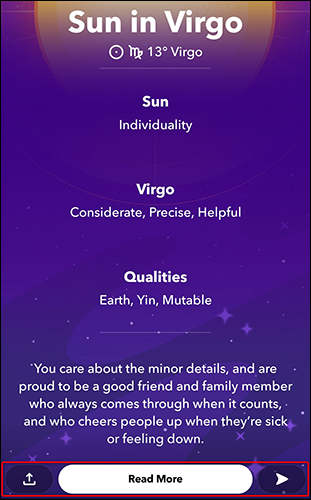 Profil astrologique Snapchat.