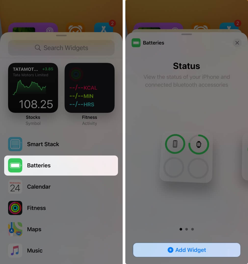 Ajouter un widget de batterie à l'écran d'accueil de l'iPhone