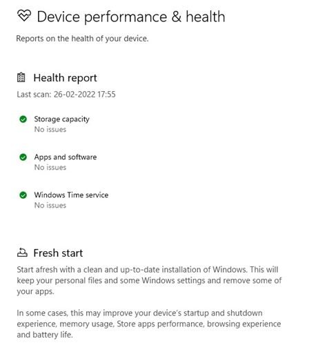 Lecture du rapport de santé dans Windows 11