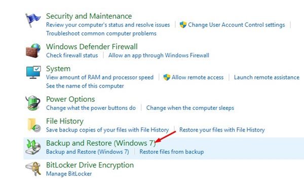 Sauvegarde et restauration (Windows 7)