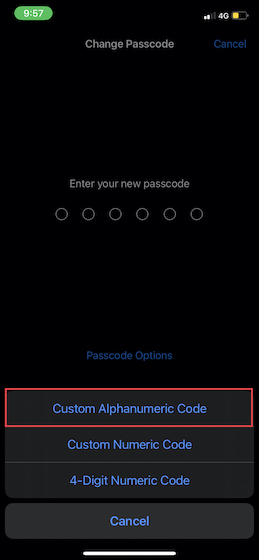 Code alphanumérique personnalisé sur iOS