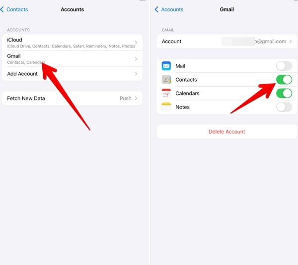 Emplacement de stockage des contacts par défaut Iphone Activer la synchronisation des contacts