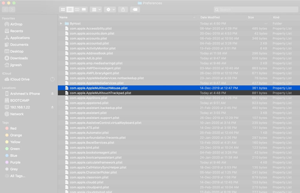 Supprimer les fichiers plist sur Mac