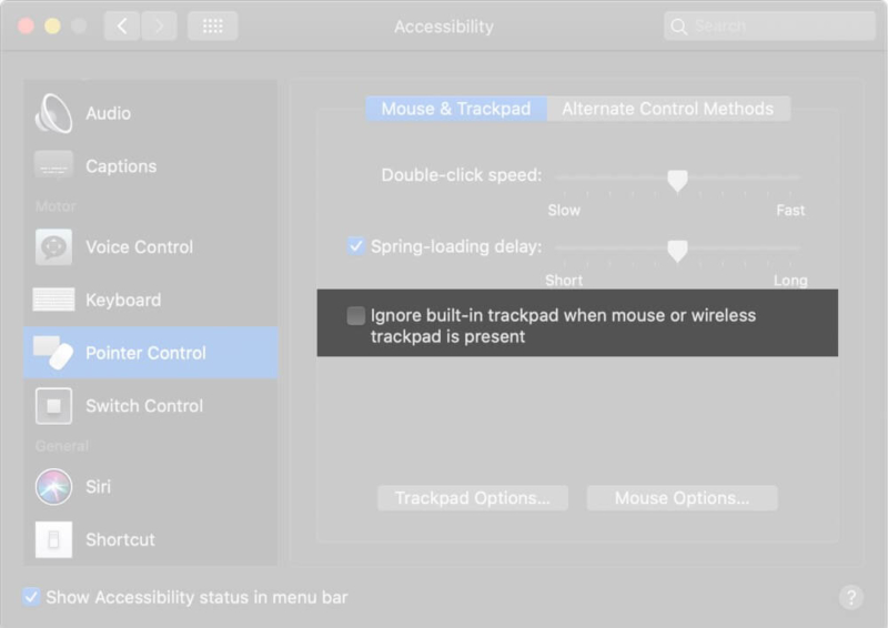 Désactiver Ignorer le pavé tactile intégré lors de l'utilisation du pavé tactile externe sur Mac