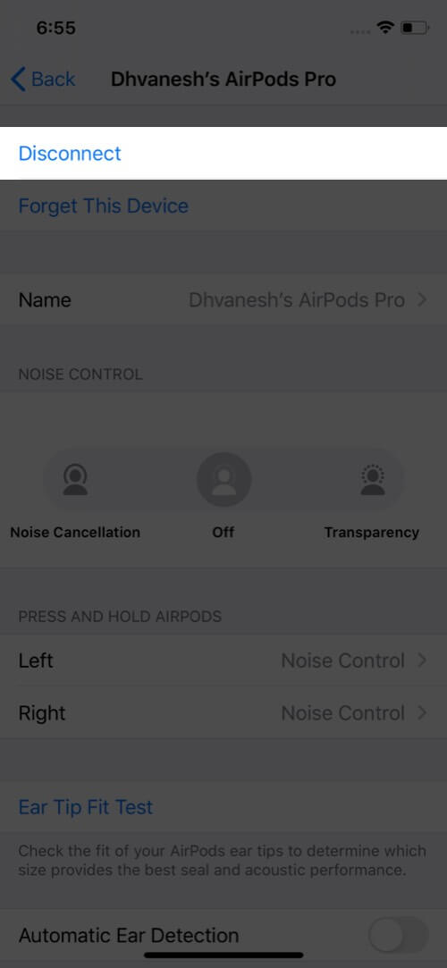 Déconnecter les AirPod de l'iPhone