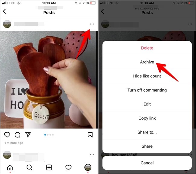 Instagram Supprimer les archives de photos