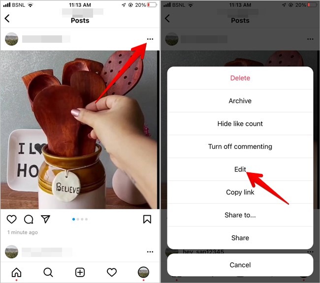 Instagram Supprimer l'édition de photos