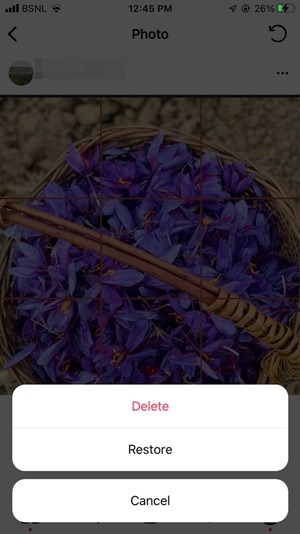 Instagram Supprimer Photo Restaurer Récent