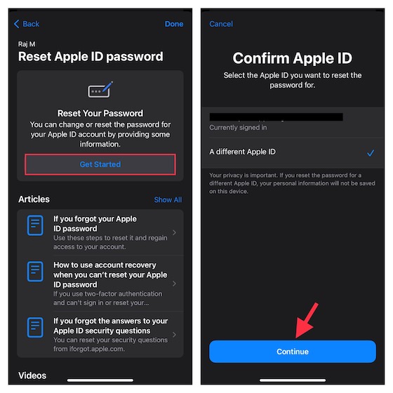 Réinitialiser le mot de passe de l'identifiant Apple à l'aide de l'application d'assistance Apple
