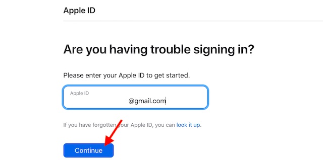 Réinitialiser le mot de passe de l'identifiant Apple à l'aide du site Web de mot de passe oublié