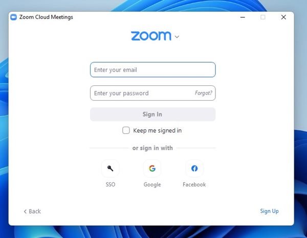 connectez-vous avec votre compte Zoom