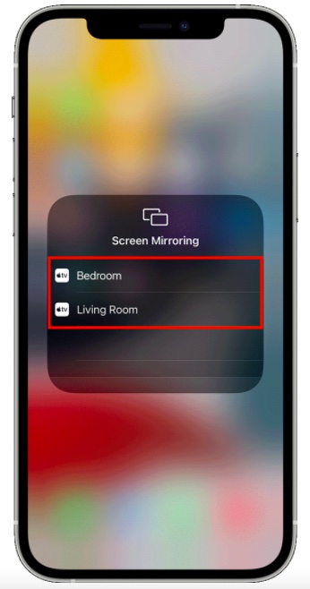 Sélectionnez votre téléviseur compatible AirPlay dans le centre de contrôle sur iPhone ou iPad