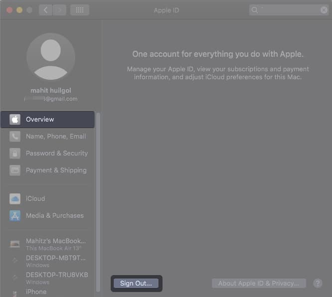 Se déconnecter d'iCloud sur Mac