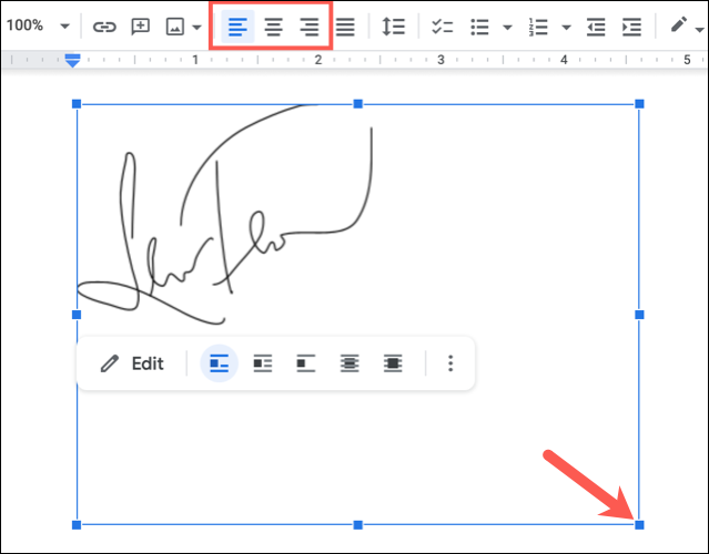 Redimensionner ou aligner l'image de la signature