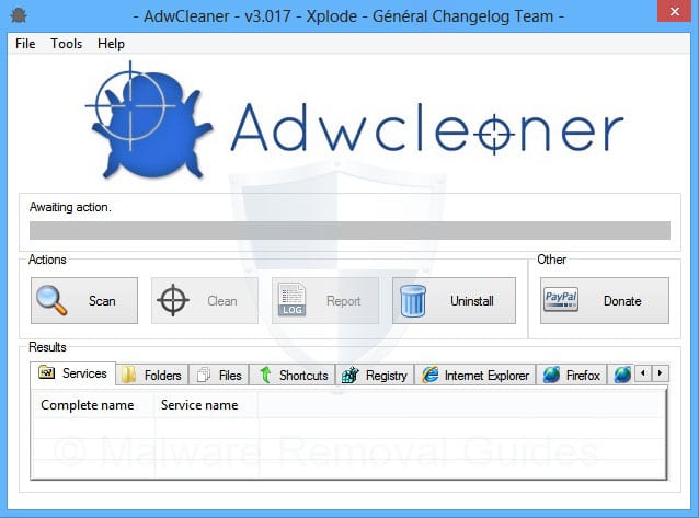 L'interface d'ADWCleaner