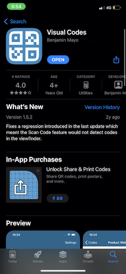 Codes visuels Application générateur de code QR pour iOS