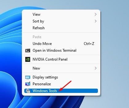 Option Outils Windows dans le menu contextuel