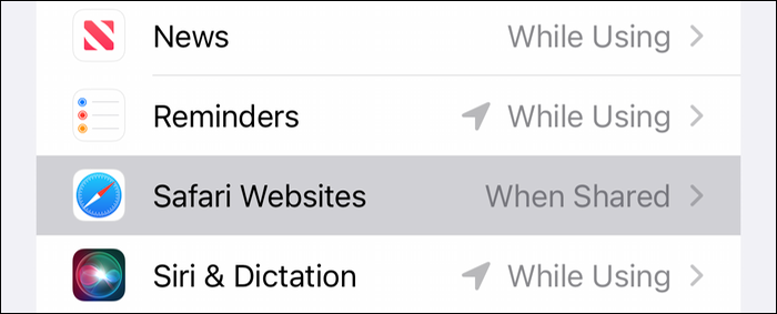 Paramètres de localisation pour les sites Web Safari sur iOS