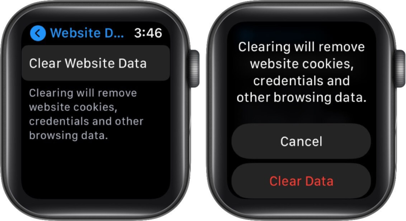 Effacer les données du site Web sur Apple Watch