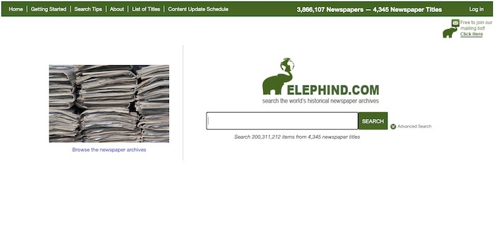 Moteurs de recherche Web profonds Elephind