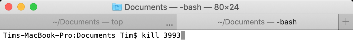 tuer la commande de terminal macOS