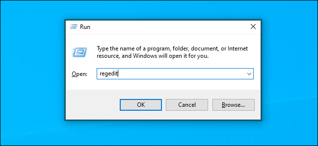 Lancez regedit dans la fenêtre Exécuter.