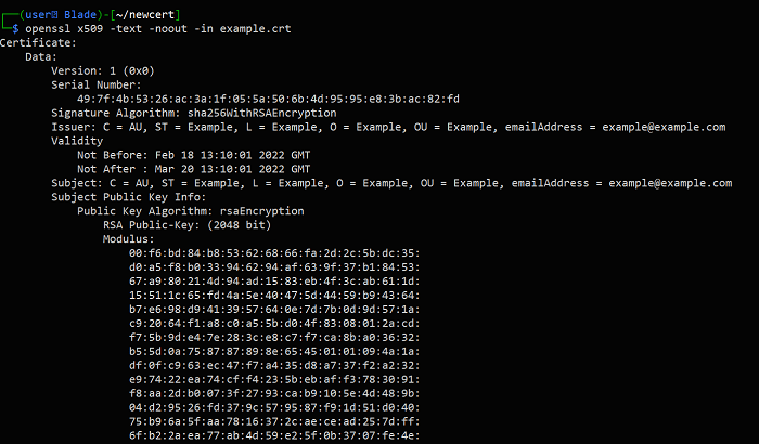 Certificat de vérification OpenSSL