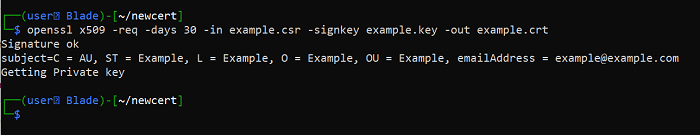 Openssl Génération de certificat sans fichier de configuration