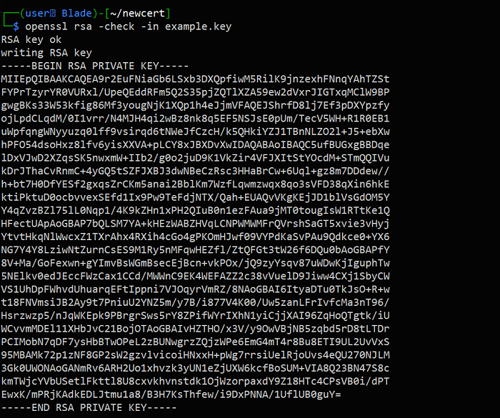 Openssl Vérifier la clé privée Rsa