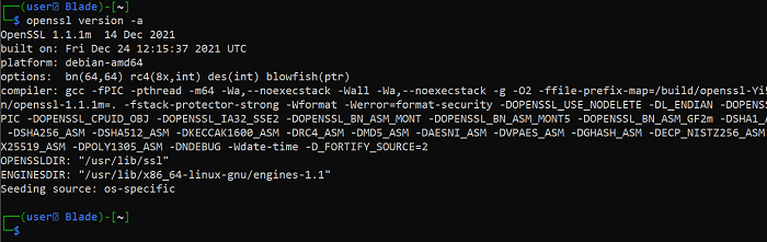 Vérification de la version d'Openssl