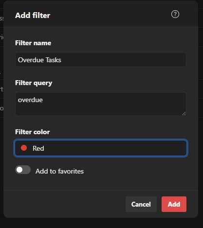 Le guide complet des filtres de Todoist Créer un filtre en retard
