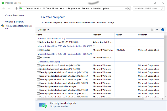 Problèmes de mise à jour de Windows 10 Désinstaller les mises à jour