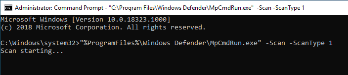 Analyse rapide de la ligne de commande 02 de Windows Defender