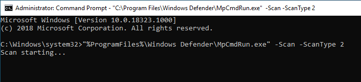 Analyse complète de la ligne de commande 03 de Windows Defender