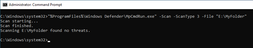 Analyse personnalisée de la ligne de commande Windows Defender 04