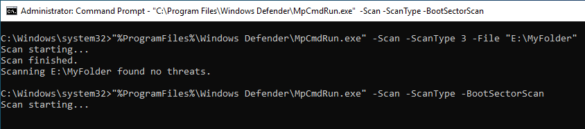 Analyse du secteur de démarrage de la ligne de commande 05 de Windows Defender