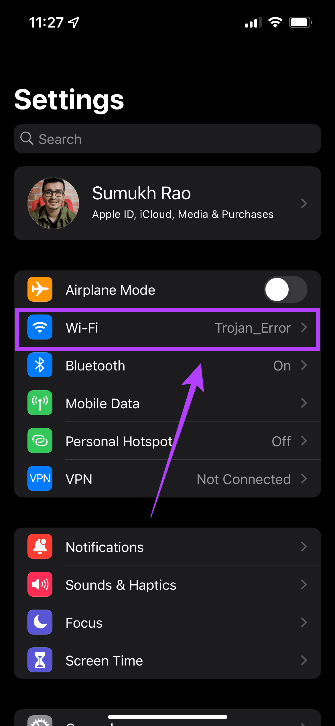 Paramètres Wi-Fi sur iPhone