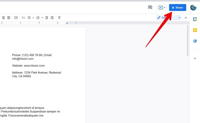 Bouton de partage de CV Google Docs