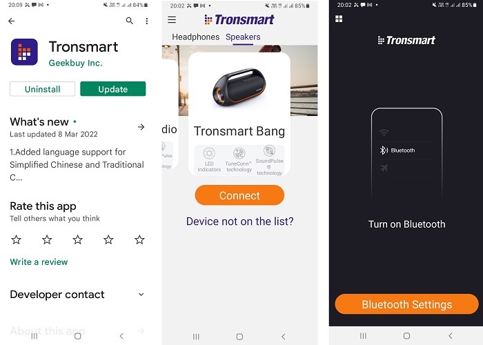 Application Google Play Store Tronsmart Bang