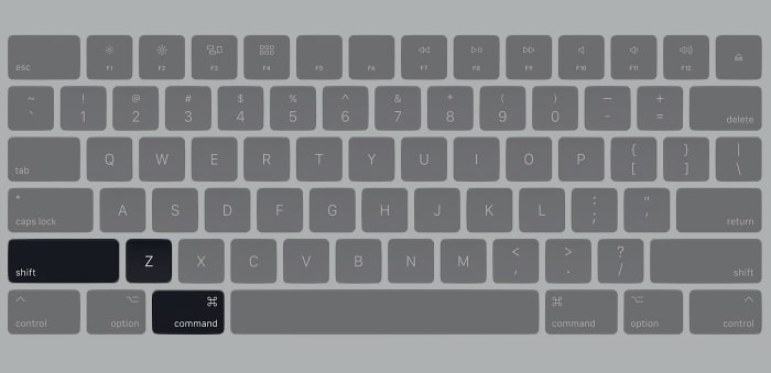 Appuyez sur Maj + Commande + Z sur le clavier Mac